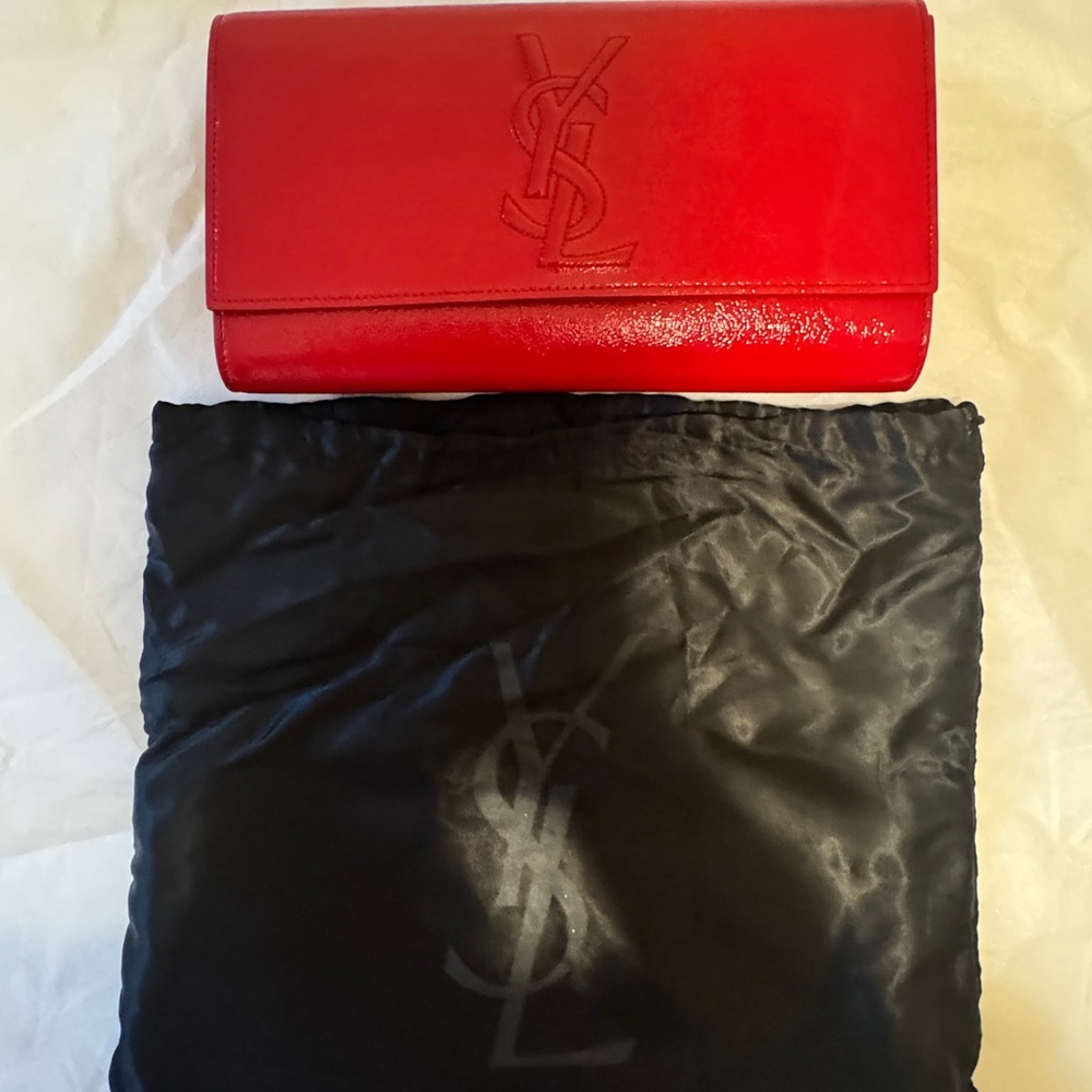 Yves Saint Laurent Red Clutch Elegant Wristlet